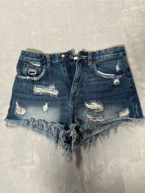 Zara Trafaluc Distressed Denim Cutoff Shorts Women’s USA 04 Frayed Blue